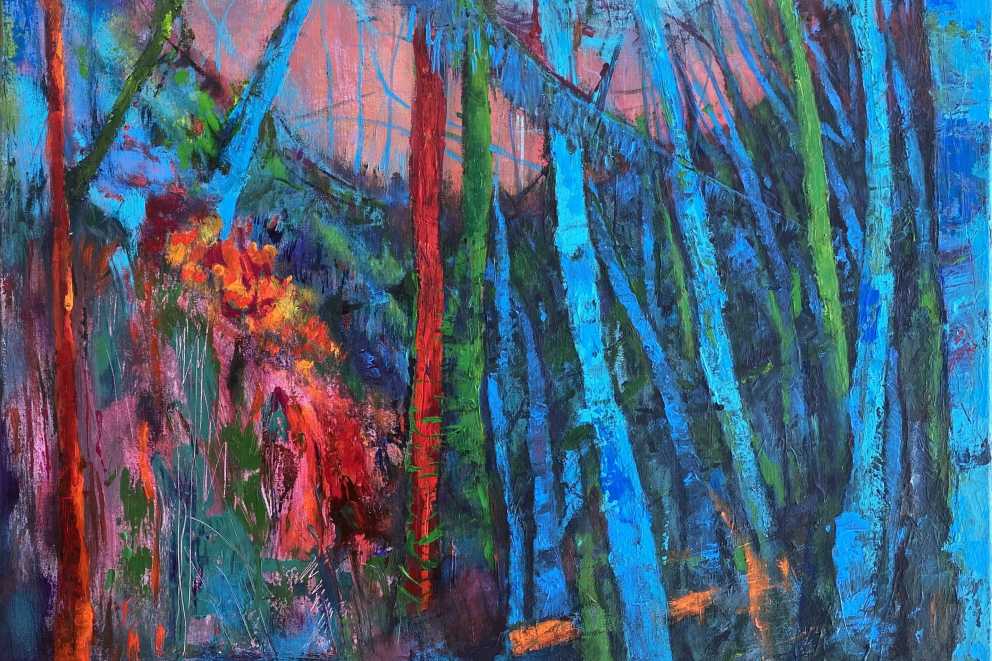 Iza Gronowska Gajda, abstract painting, abstract forest painting, devils gorge