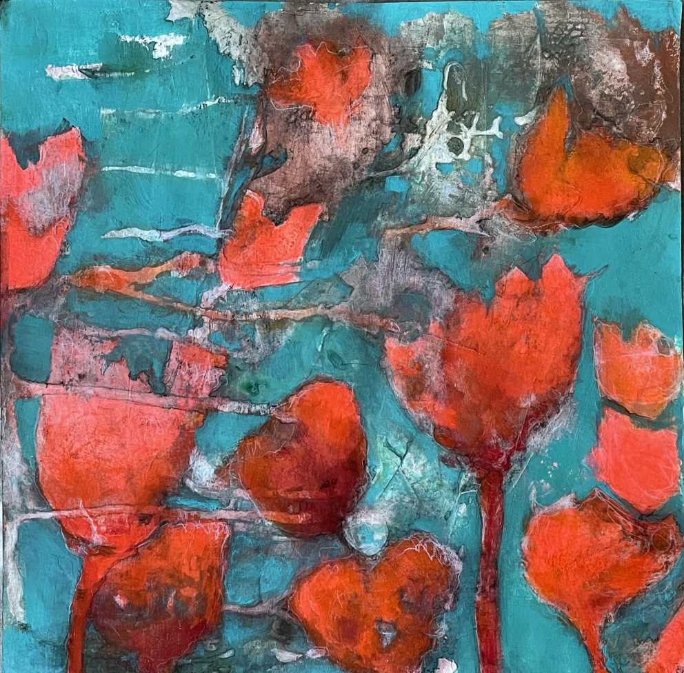 Iza Gronowska Gajda, abstract flowers, painting flowers, painting gallery