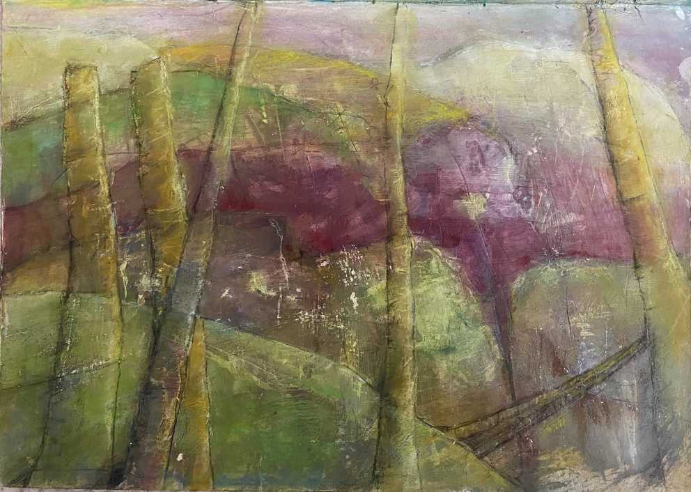 Iza Gronowska Gajda, abstract painting, abstract mountains painting, mix media painting